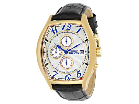 Invicta Specialty 43mm White Dial Leather Band Quartz Watch
