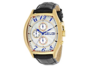 Invicta Specialty 43mm White Dial Leather Band Quartz Watch