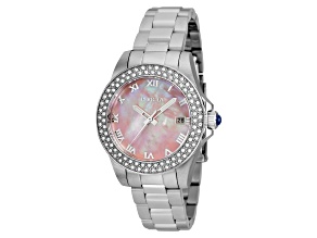 Invicta Angel 34mm Pink Dial Stainless Steel Band Quartz Watch