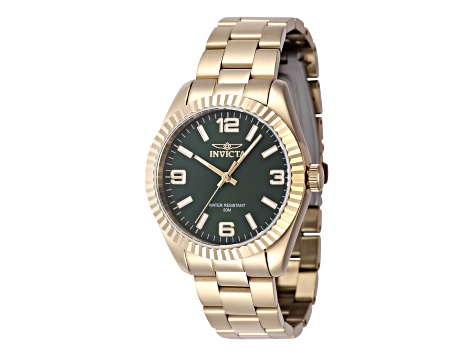 Invicta Specialty 36mm Green Dial Yellow Stainless Steel Quartz Watch