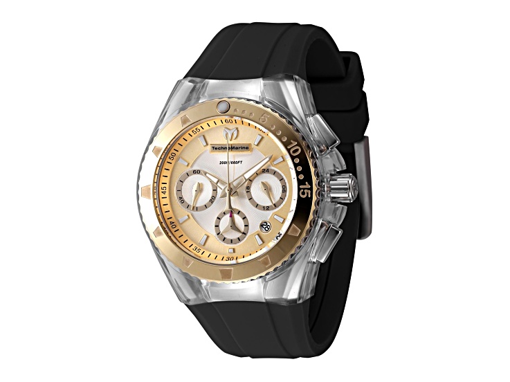 Technomarine Cruise 40mm Yellow Dial and Bezel Light Blue Silicone Strap Chronograph Quartz Watch
