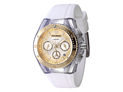 Technomarine Cruise 40mm Yellow Dial and Bezel Light Blue Silicone Strap Chronograph Quartz Watch