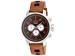 Invicta S1 Rally 48mm Brown, White Dial Leather Band Quartz Watch