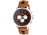 Invicta S1 Rally 48mm Brown, White Dial Leather Band Quartz Watch