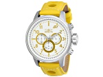 Invicta S1 Rally 48mm Yellow, White Dial Leather Band Quartz Watch