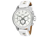 Invicta S1 Rally 48mm White Dial Leather Band Quartz Watch