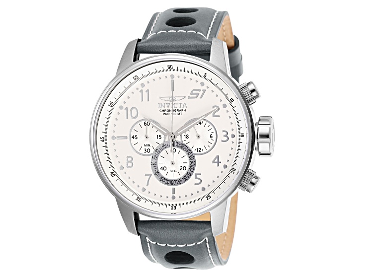 Invicta S1 Rally 48mm White Dial Leather Band Quartz Watch