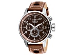 Invicta S1 Rally 48mm Brown Dial Leather Band Quartz Watch
