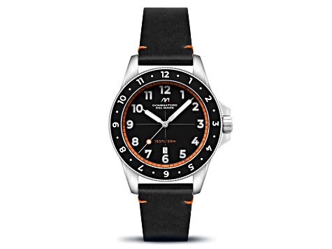 Dominatore Del Mare Bandiera Black Dial White Bezel Black Stainless Steel Band Japan Quartz Watch