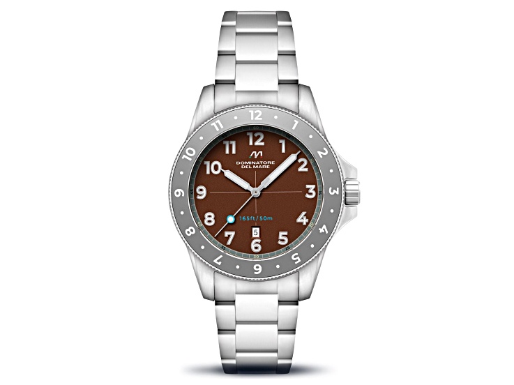 Dominatore Del Mare Bandiera Brown Dial White Bezel White Stainless Steel Band Japan Quartz Watch