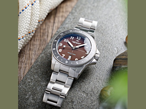 Dominatore Del Mare Bandiera Brown Dial White Bezel White Stainless Steel Band Japan Quartz Watch
