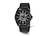 Mason Stainless Steel Black IP Skeleton Movement Mesh Watch