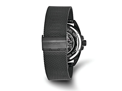 Mason Stainless Steel Black IP Skeleton Movement Mesh Watch