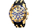Invicta Pro Diver 50mm Yellow Dial Silicone, Stainless Steel Band Quartz Watch