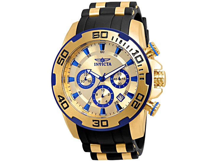 Invicta Pro Diver 50mm Yellow Dial Silicone, Stainless Steel Band Quartz Watch