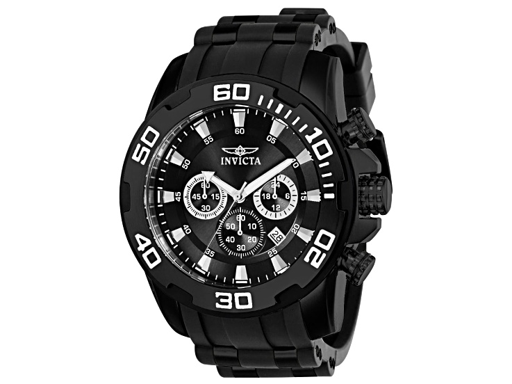 Invicta Pro Diver 50mm Black Dial Silicone, Stainless Steel Band Quartz Watch
