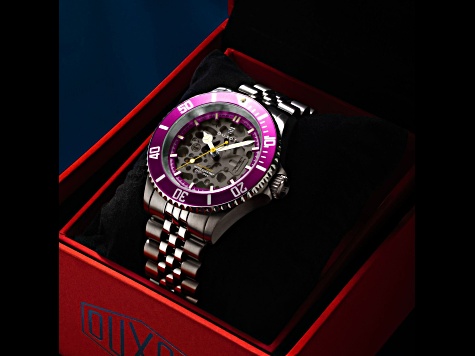Duxot Atlantica Skeleton Diver Purple Dial White Bezel White