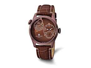 Charles Hubert Men's Stainless Steel Brown Dial Dual Time Watch