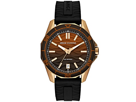 Armani Exchange Men's Classic Brown Rubber Strap Watch