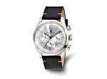 Charles Hubert Men's Stainless Steel Leather Band 46mm Dual Time Watch