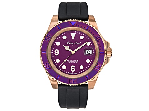 Mathey Tissot Men's Classic Purple Dial/Bezel Black Rubber Strap Watch