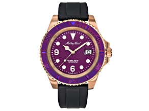 Mathey Tissot Men's Classic Purple Dial/Bezel Black Rubber Strap Watch
