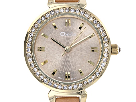 Eberle 29mm Case Crystal Studded Bezel Ladies Watch