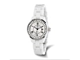 Ladies Charles Hubert Crystal Bezel White Ceramic Watch
