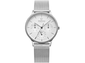 Obaku Women's Lind White Dial Stainless Steel Mesh Band Watch