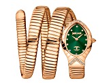 Just Cavalli Women's Snake Green Dial, Rose Stainless Steel Watch