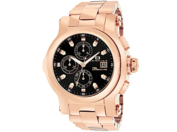 Oceanaut Men's Baccara XL Black Dial, Rose Stainless Steel Watch