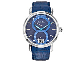 Mathey Tissot Men's Retrograde 1886 Blue Dial, Blue Leather Strap Watch