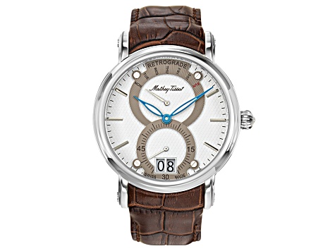 Mathey Tissot Men s Retrograde 1886 White Dial and Bezel Brown Leather Strap Watch 1149PB JTV