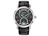 Mathey Tissot Men's Retrograde 1886 Black Dial, Black Leather Strap Watch