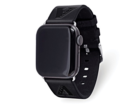 Gametime MLB Arizona Diamondbacks Black Leather Apple Watch Band (38/40mm S/M). Watch not included.