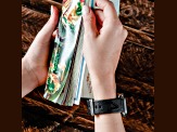 Gametime MLB Arizona Diamondbacks Black Leather Apple Watch Band (38/40mm S/M). Watch not included.