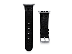 Gametime MLB Tampa Bay Rays Black Leather Apple Watch Band (38/40mm S/M). Watch not included.