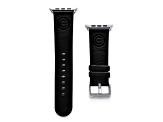 Gametime MLB Chicago Cubs Black Leather Apple Watch Band (38/40mm S/M). Watch not included.