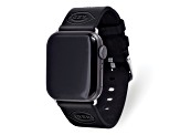 Gametime MLB Cincinnati Reds Black Leather Apple Watch Band (38/40mm S/M). Watch not included.