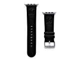Gametime MLB Miami Marlins Black Leather Apple Watch Band (38/40mm S/M). Watch not included.