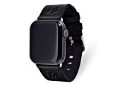 Gametime MLB Miami Marlins Black Leather Apple Watch Band (38/40mm S/M). Watch not included.