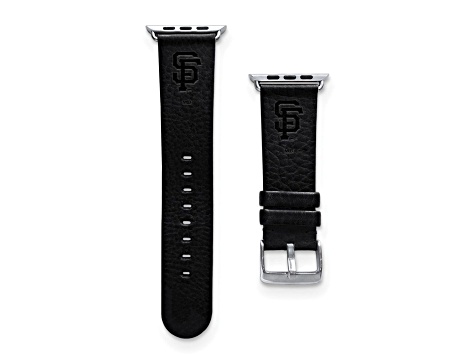 Gametime MLB San Francisco Giants Black Leather Apple Watch Band (38/40mm S/M). Watch not included.