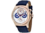 Seapro Men's Chronoscope White Dial, Rose Bezel, Blue Leather Strap Watch