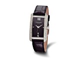 Mens Charles Hubert Leather Band Black Dial 27x37mm Watch