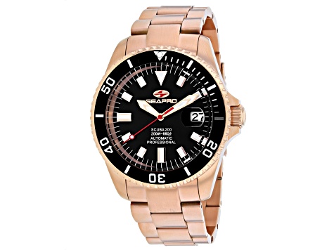 Seapro Men's Scuba 200  Black Dial, Rose Stainless Steel Watch