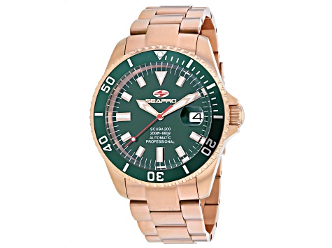 Seapro Men's Scuba 200  Green Dial, Rose Stainless Steel Watch