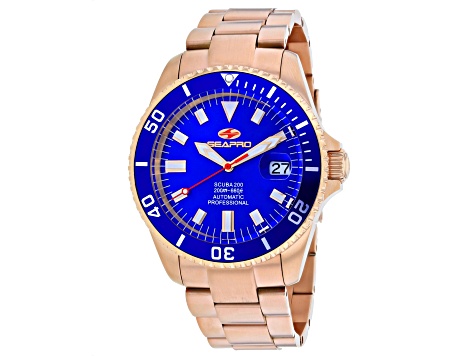 Seapro Men's Scuba 200  Blue Dial, Rose Stainless Steel Watch