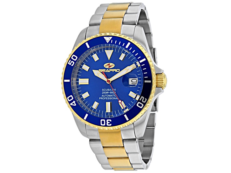 Seapro Men's Scuba 200 Blue Dial, Two-tone Yellow Stainless