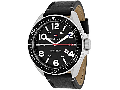 Tommy Hilfiger Men's Casual Sport Black Leather Strap Watch