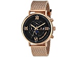 Christian Van Sant Men's Somptueuse LTD Black Dial, Rose Stainless Steel mesh Watch